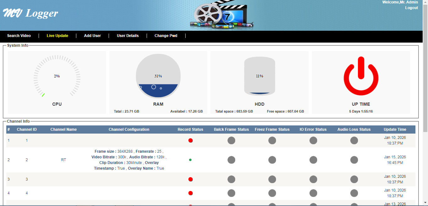 IP Video Logger Browser App